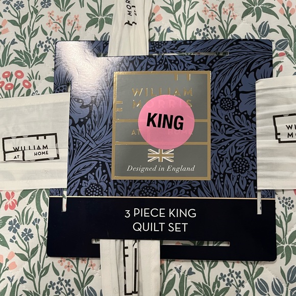 William Morris King Comforter Set Millefleurs Sage Pink Floral NEW W/TAGS - Picture 3 of 6